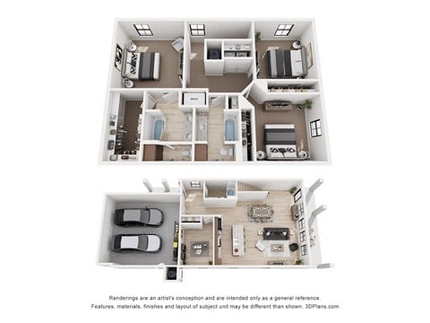 Floor plan for 4 beds, 3 baths, 2108 sqft